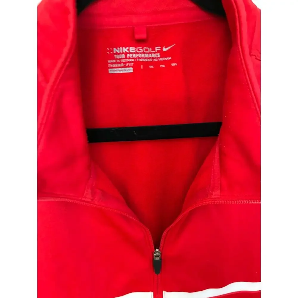 Nike Golf Tour Performance Dri-FIT Pullover Jacket 2XL Red 1/4 Zip‎ Swoosh Mens